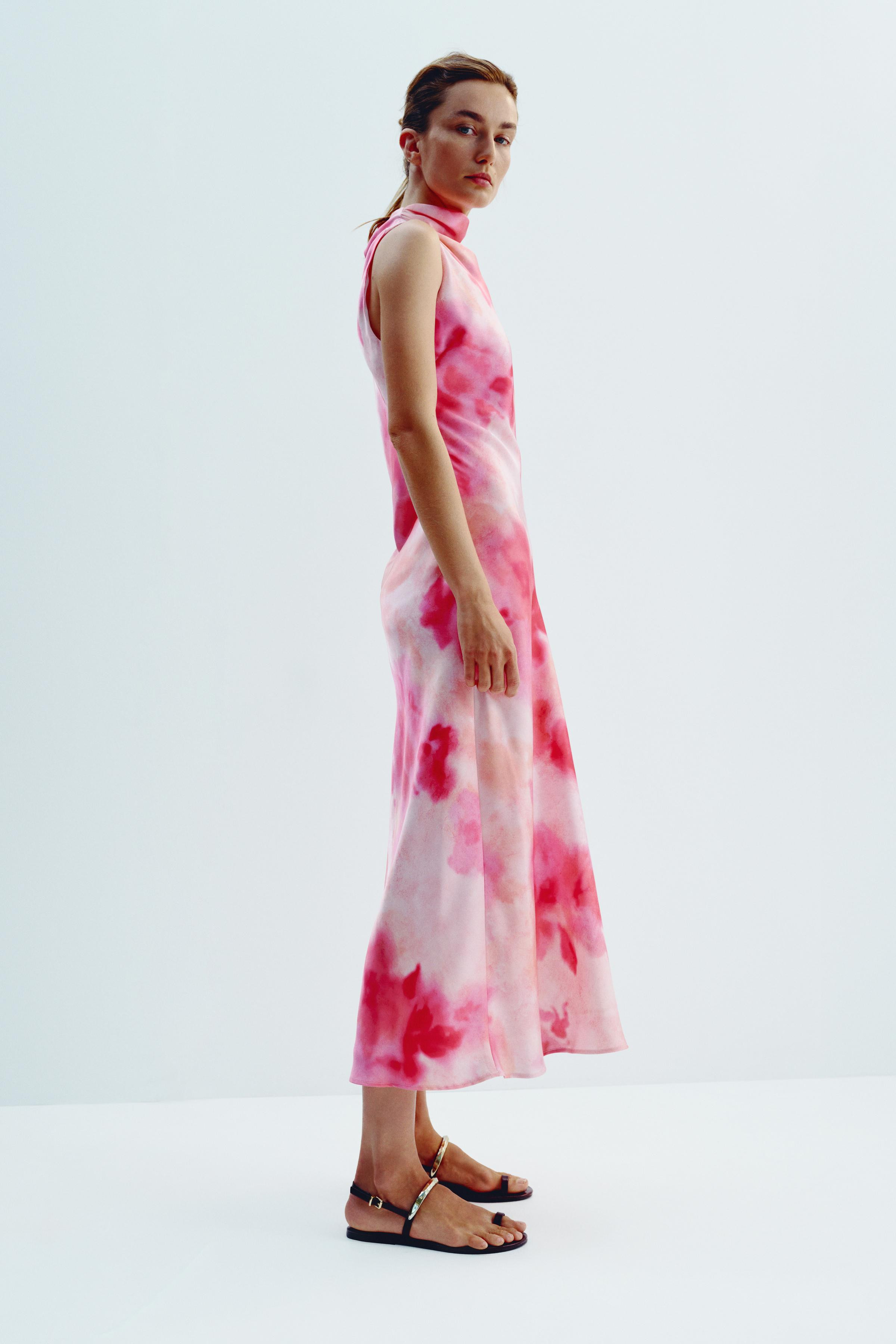 TIE-DYE SATIN MIDI DRESS | Zara UK