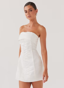 Bombshell Tube Mini Dress - White Pearl | Peppermayo (Global)
