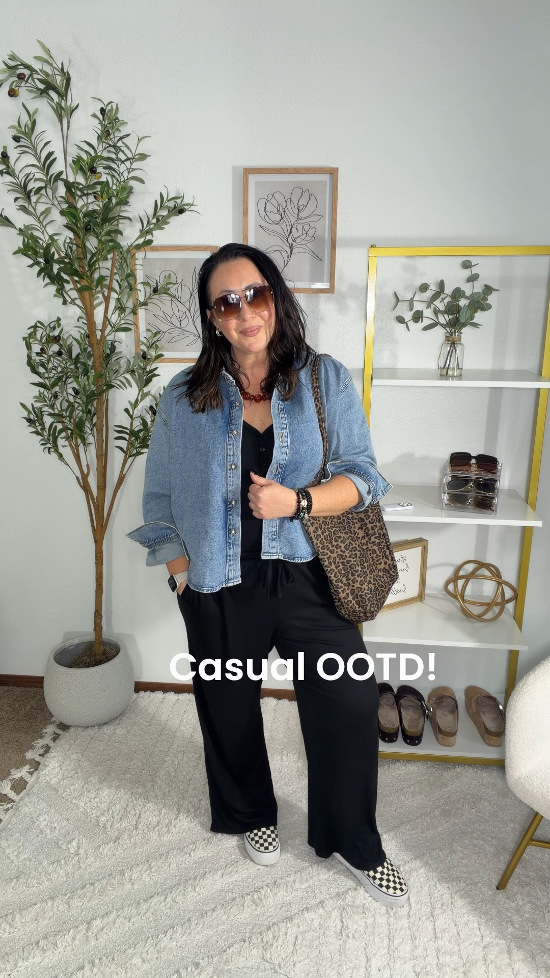 Casual weekend OOTD!  Do not forget about this ribbed Henley set from Walmart! Large top. Large pants. Small denim top. Linked similar bag options. Vans run true to size.

#LTKOver40 #LTKootd #LTKMidsize