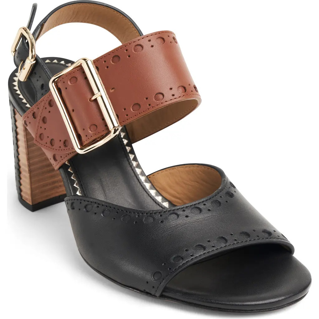 The Office of Angela Scott Ms. Nellie Sandal in Black And Cognac at Nordstrom, Size 9.5Us | Nordstrom