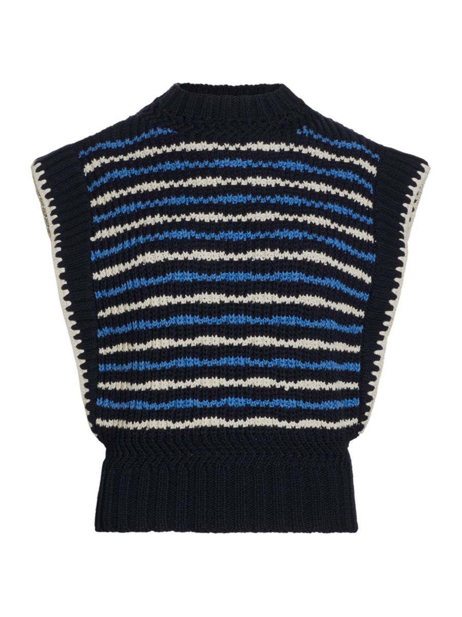 Tarina Stripe Cotton-Blend Sweater Vest | Saks Fifth Avenue