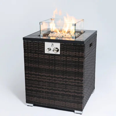 28inch Gas Fire Table - Stainless Steel Burner, Included Rain Cover Garden Corner Fireplace Ceramic Tile Top, Flame Adjustable | Wayfair North America