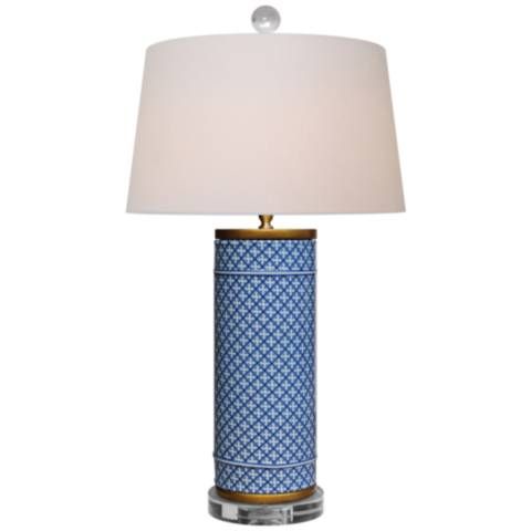 Zelda Blue and White Porcelain Cylindrical Vase Table Lamp | Lamps Plus