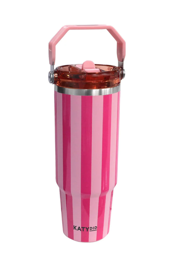 Pink and Hot Pink Striped Stainless Steel 30 Oz Tumbler | Katydid