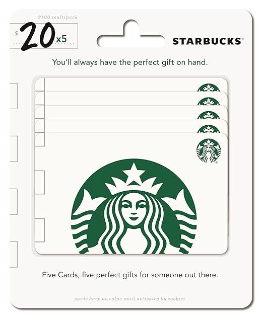 Starbucks $20 Gift Cards (5-Pack) | Amazon (US)