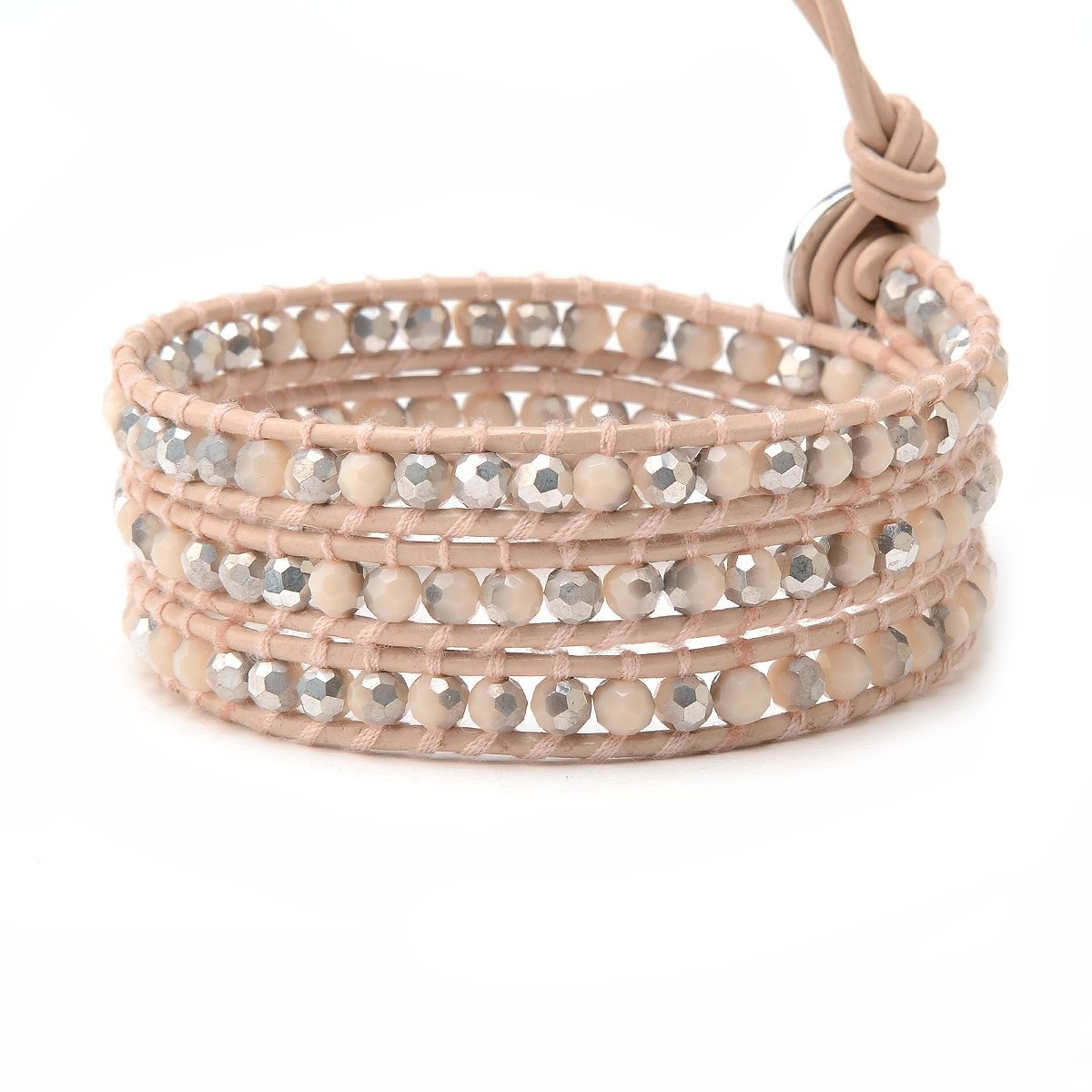 Silver & Clear Crystals on Light Pink | Victoria Emerson