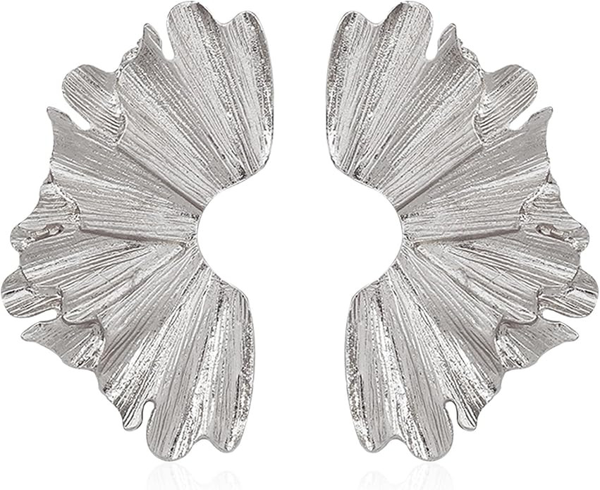 Gold Statement Stud Earrings for Women Bohemian Large Geometric Dangle Earrings Ginkgo Leaf Flowe... | Amazon (US)