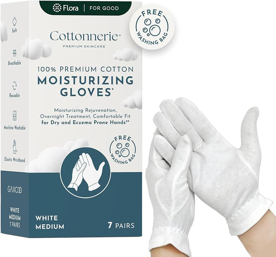 Gaxcoo Cottonnerie Medium 100% Premium Cotton Moisturizing Gloves for Dry Hands & Eczema | Overni... | Amazon (US)