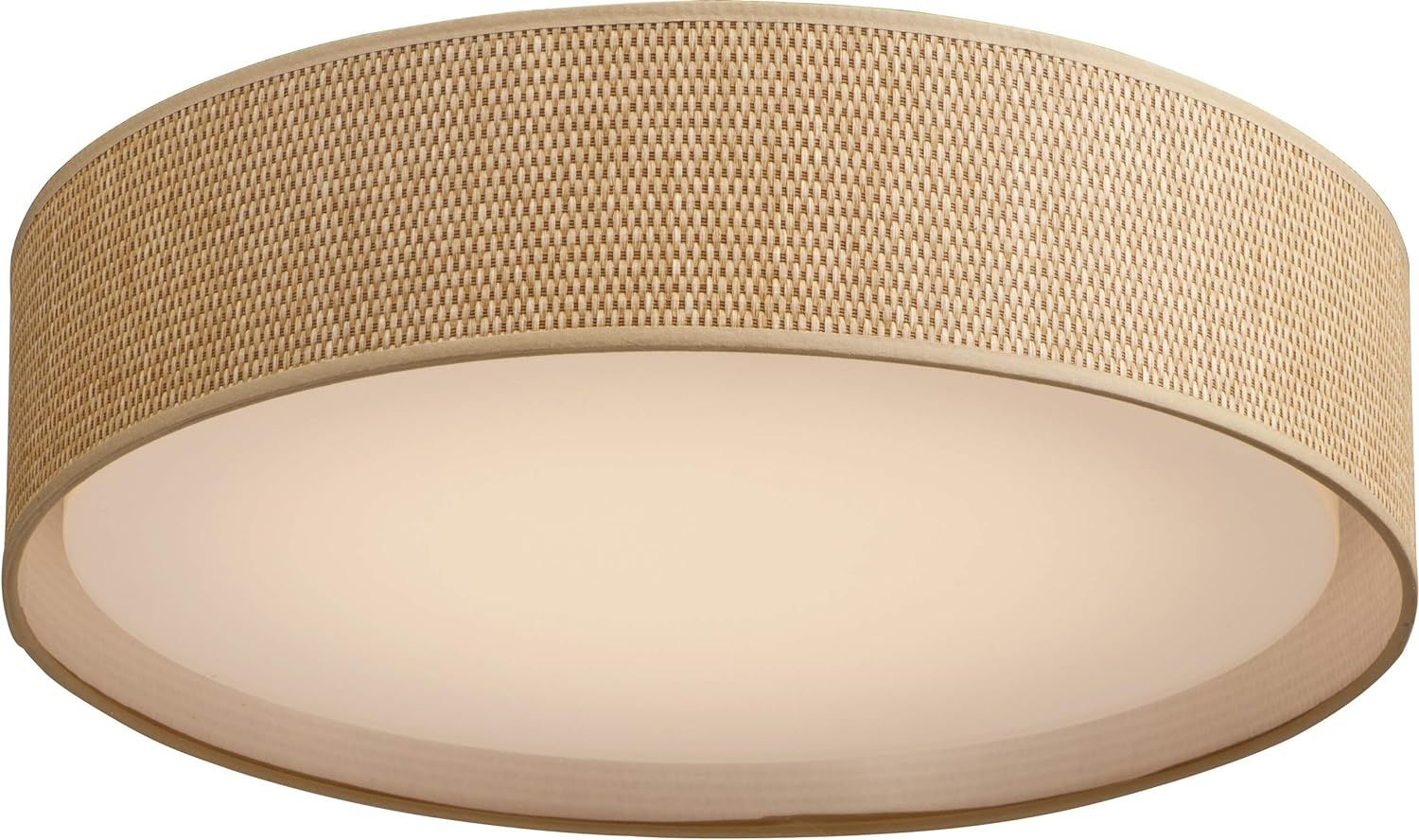 Amazon.com: Maxim 10222GC Prime Acrylic & Grass Cloth Double Shade Drum LED Flush Mount, 3-Light ... | Amazon (US)