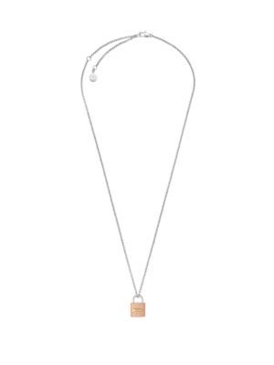 Michael Kors - Cubic Zirconia Tri-Tone Ridged Padlock Pendant Necklace | Lord & Taylor