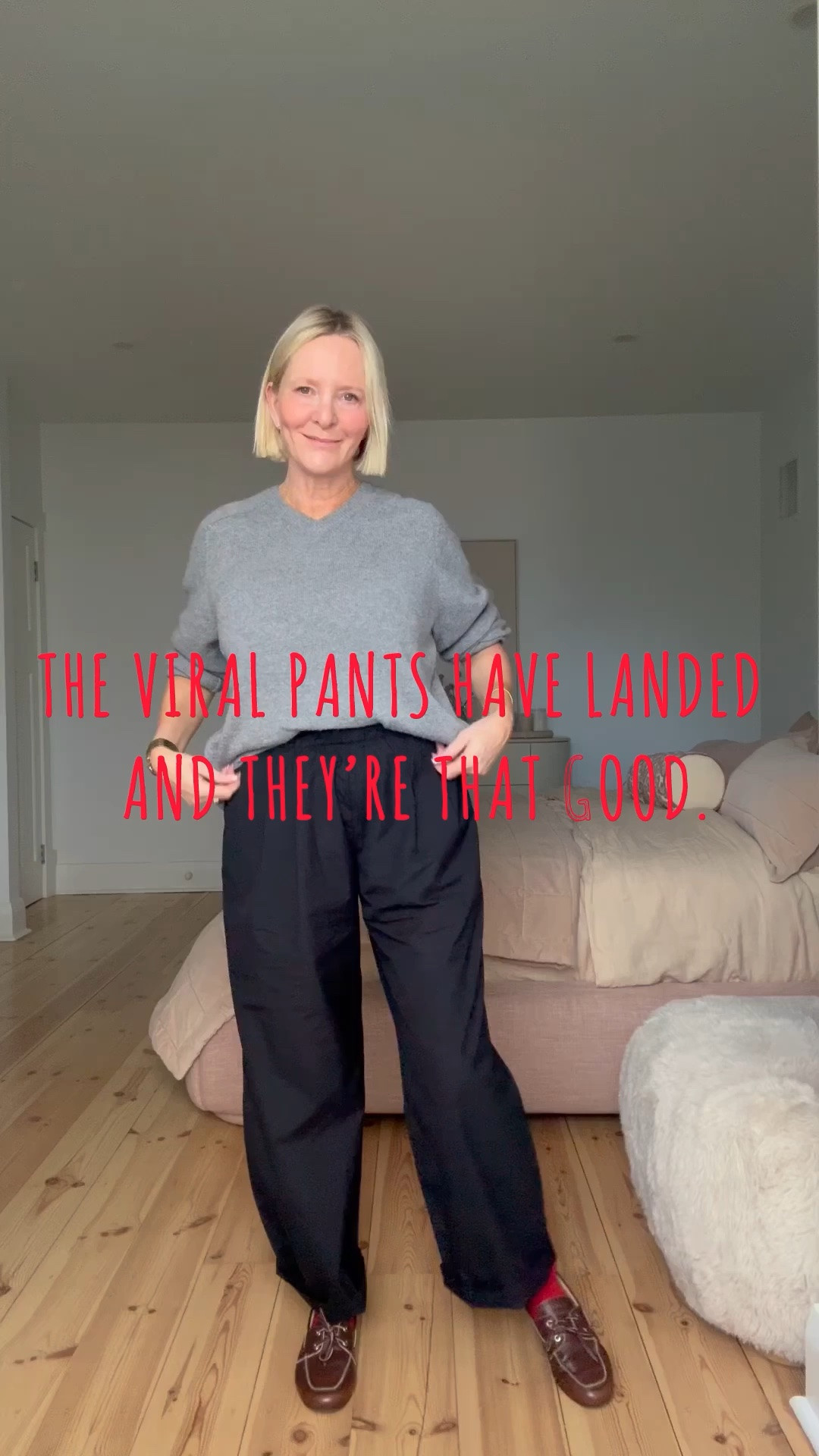 Viral Cotton Volume Easy Pants now at UNUQLO.

Material is 100% lightweight, breathable cotton. Deep front tucks and a curved barrel-leg/balloon shape. Fit: Relaxed elastic waistband with an inner adjustable drawstring and side pockets. Really soft and comfortable.

I sized down and wearing a Small.  Usually wear a Medium. You can wear hem turned up like I do or down. 1 am 165

#LTKover50style #LTKstyletip #LTKaustralia