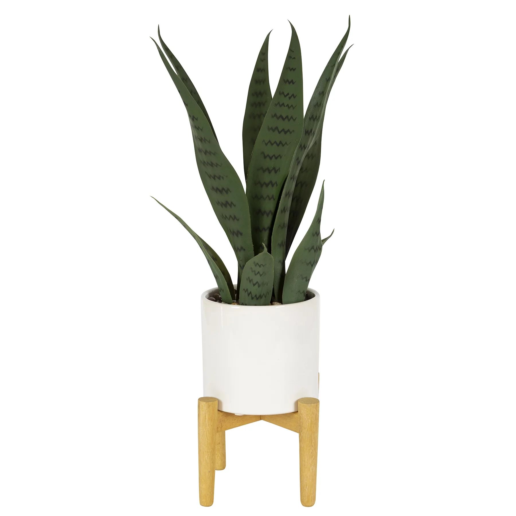 Better Homes & Gardens Faux Snake Plant in White Planter Stand, 20" x 8.66" | Walmart (US)