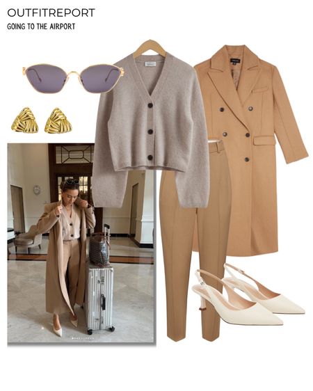 Camel outfit camel coat jacket sunglasses heeled pumps sling backs cardigan gold earrings trousers 

#LTKitbag #LTKstyletip #LTKshoecrush