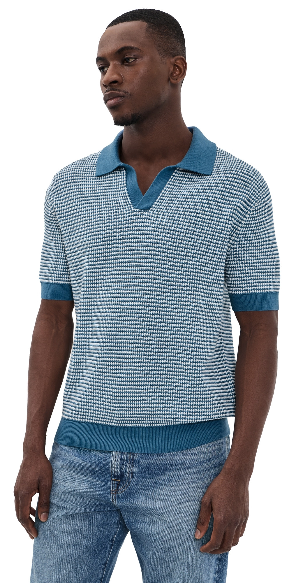 Madewell JC Stitch Polo Steel Blue S | Shopbop