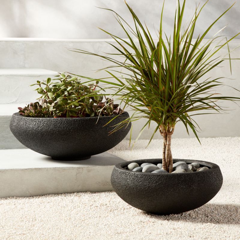 Boka Black Low Planters/Bowls | CB2 | CB2