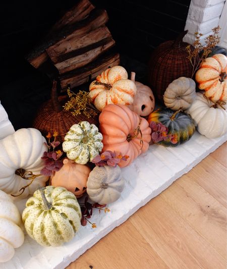 The best affordable fall faux pumpkins for decorating! Covered the entire fireplace with them, and love how it turned out!

#LTKhome #LTKsalealert #LTKSeasonal