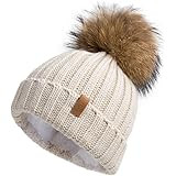 Winter Beanie Hats for Women FURTALK Womens Warm Knit Fur Bobble Pom Pom Hat | Amazon (US)