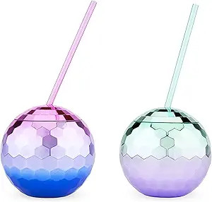 Blush Assorted Ombre Disco Ball Drink Tumblers, One Size (Pack of 1), Multicolored | Amazon (US)