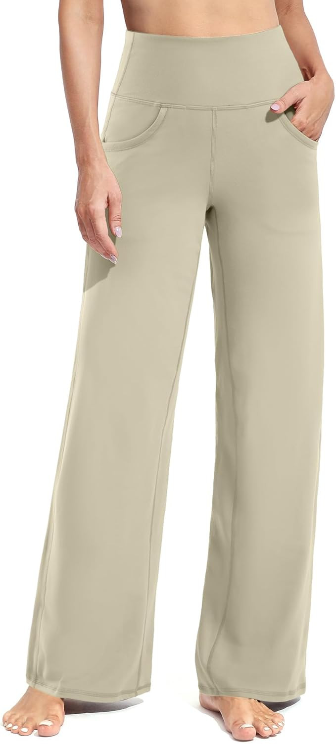 Promover Wide Leg Pants Woman Yoga Pants with Pockets Stretch Loose Casual Lounge Sweatpants Peti... | Amazon (US)