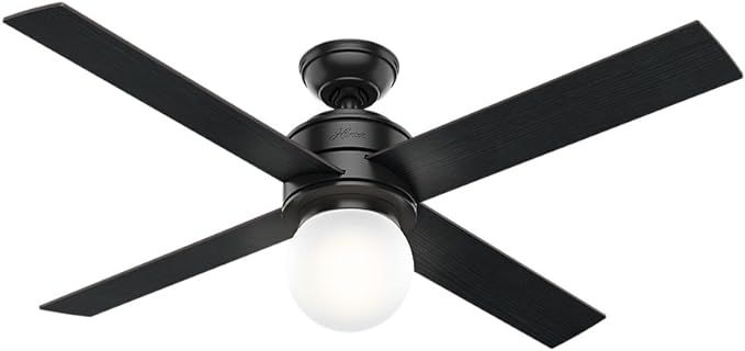 Hunter Hepburn Indoor Ceiling Fan with LED Light and Wall Control, 52", Matte Black | Amazon (US)