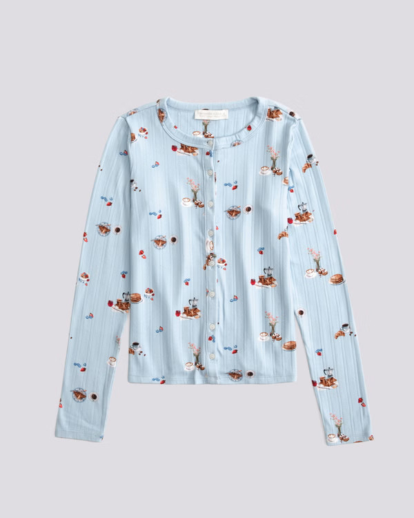 Long-Sleeve Pointelle Sleep Top | Abercrombie & Fitch (US)