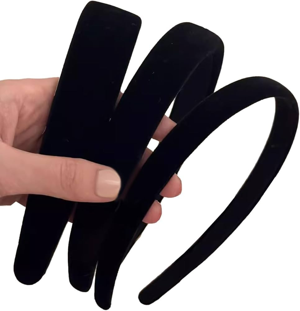 AUDTOPE Black Velvet Padded Headbands for Women, Soft Simple Headband for Girls and Teens, Plain ... | Amazon (US)
