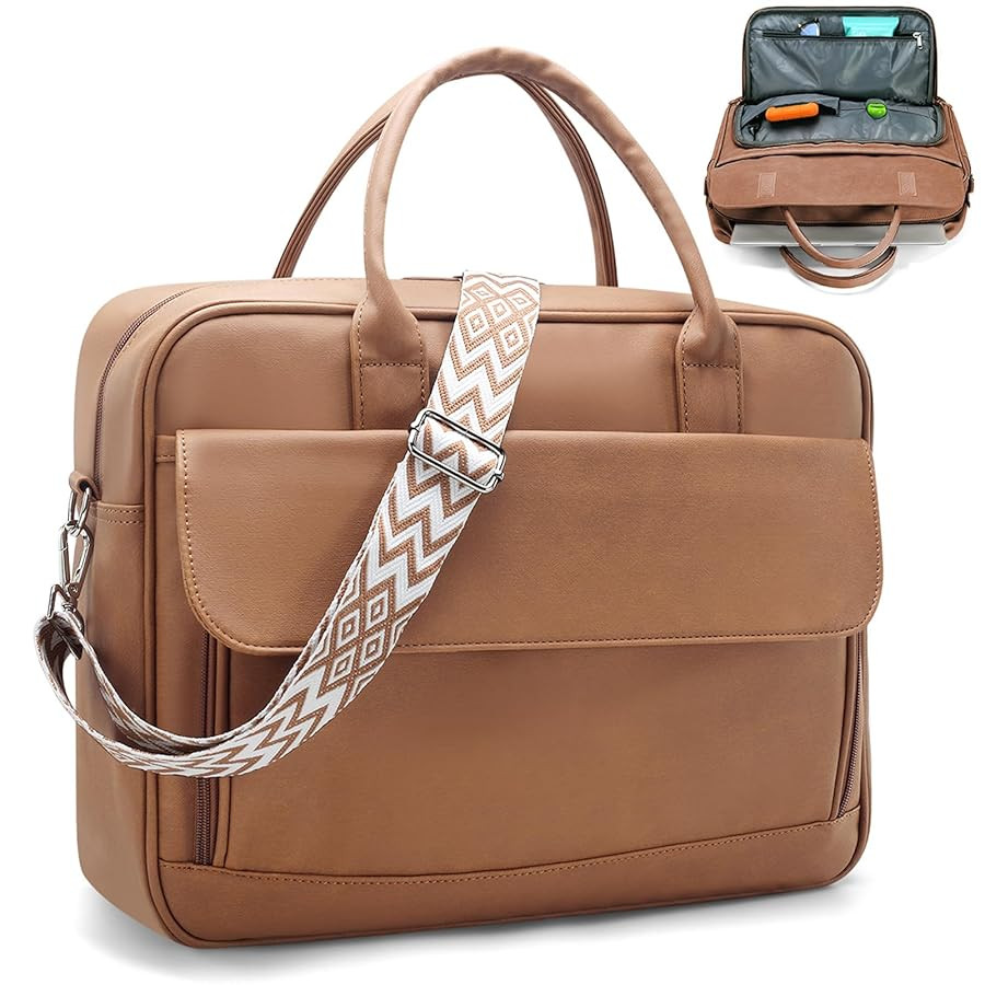 Teacher Tote Bag for Women 17inch PU Leather Laptop Briefcase Nurse Bags Professional Work Bags F... | Amazon (US)