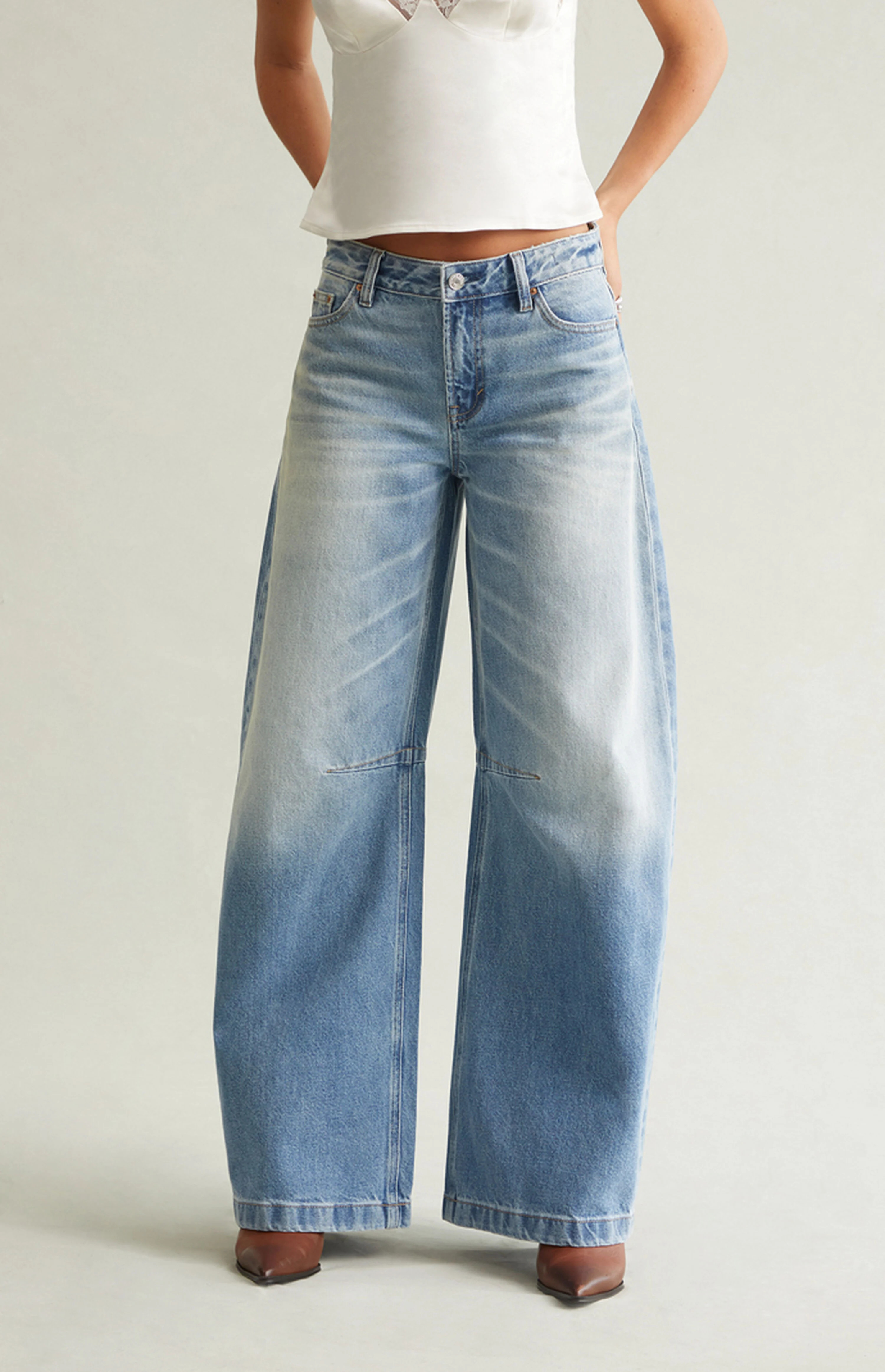 Pacsun Remi Baggy Barrel Jeans Knee Dart Light Blue | PacSun