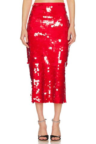 LIONESS Night Rider Midi Skirt in Crimson from Revolve.com | Revolve Clothing (Global)