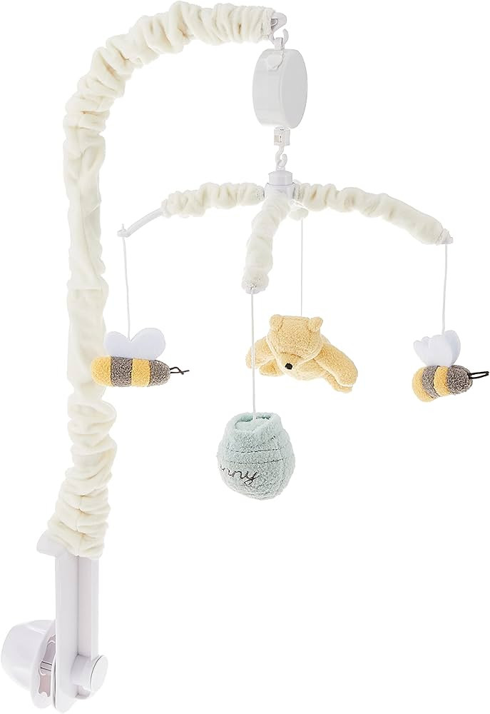 Disney Winnie The Pooh Classic Pooh Ivory, Sage, Butter Musical Mobile with Hunny Pot and Bees, I... | Amazon (US)