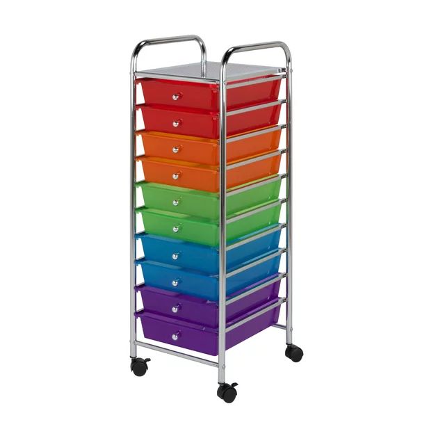 Honey-Can-Do 10-Drawer Multi-Color Rolling Cart, Rainbow | Walmart (US)