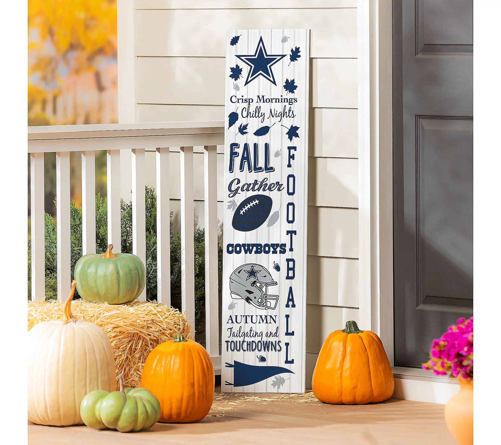 Evergreen NFL 47"" Wood Double Sided Fall Leaner Fan Sign | QVC