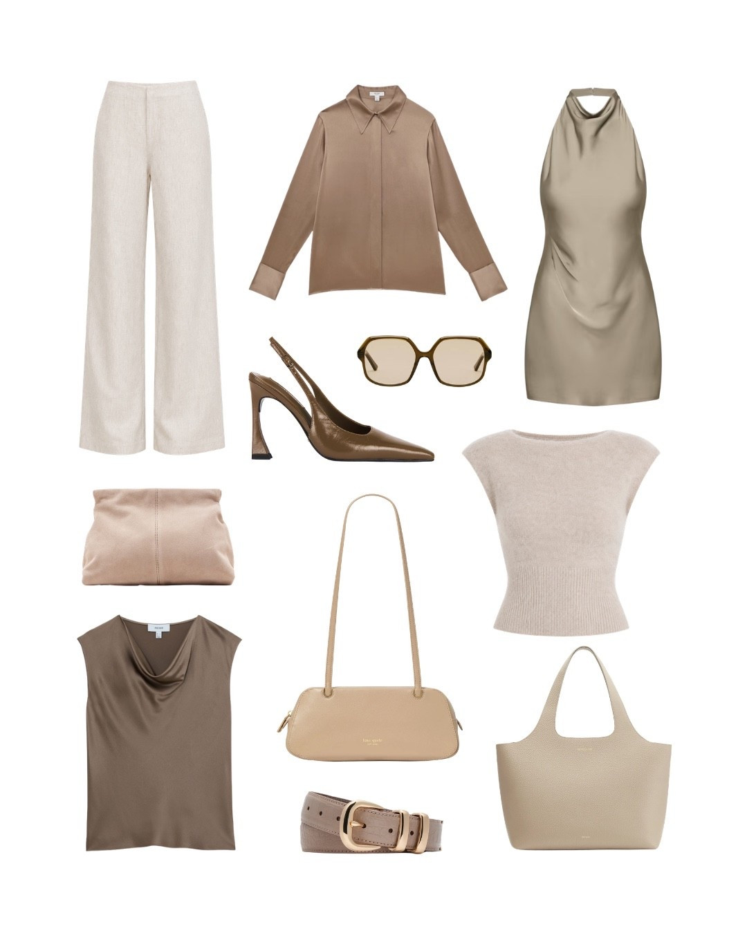 Soft neutrals for the transition into fall 🤎 Elevated, easy, and timeless.

neutral fall fashion, taupe outfit, beige outfit, mocha tones, fall neutrals, quiet luxury style, minimalist fashion, pre fall style, satin top, neutral accessories, wide leg pants, fall wardrobe, elevated basics, chic neutral outfit

#LTKootd #LTKOver40 #LTKWorkwear