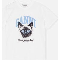 Ganni Basic Cotton-Jersey Cat Relaxed T-Shirt | Coggles (Global)