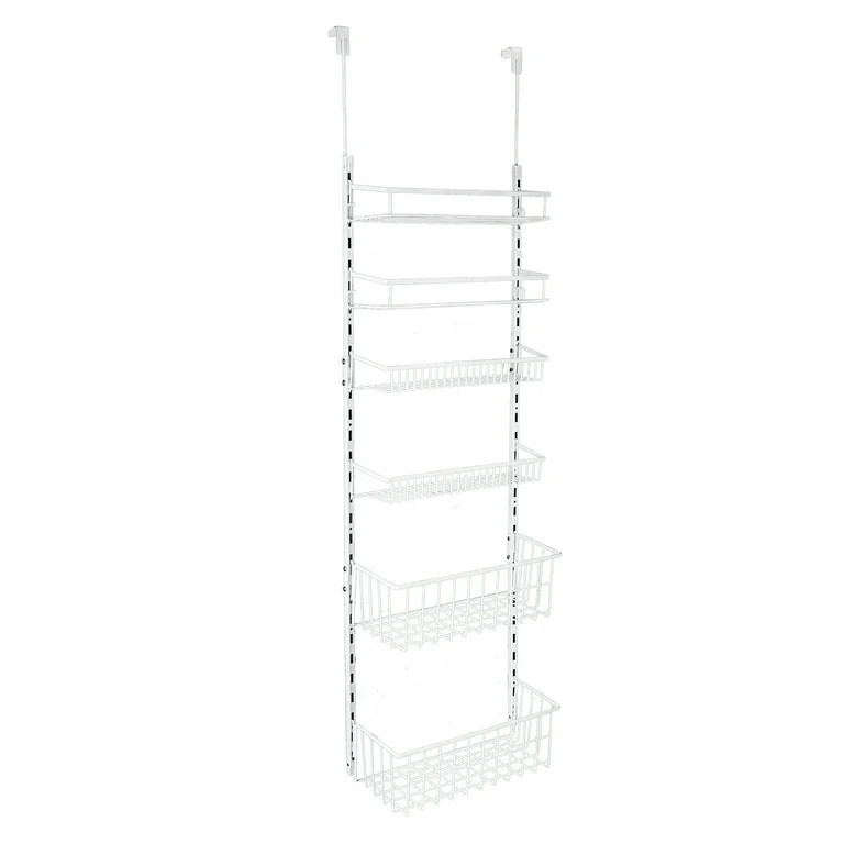 Mainstays Over the Door Rack Organizer with 6 Tier Adjustable Shelves Powder Coated Steel White | Walmart (US)
