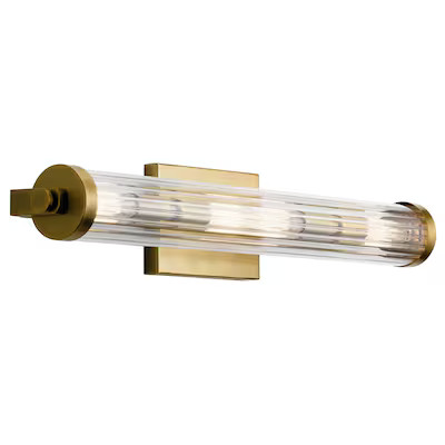 Kichler Azores 24.75-in 4-Light Natural Brass Industrial Vanity Light Bar Lowes.com | Lowe's