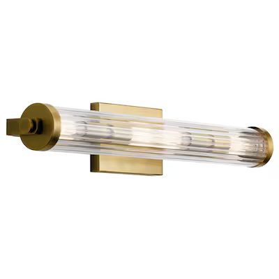 Kichler Azores 24.75-in 4-Light Natural Brass Industrial Vanity Light Bar Lowes.com | Lowe's