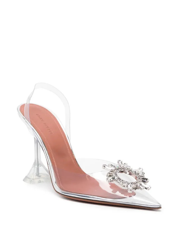 Amina Muaddi Begum Glass 95mm Slingback Pumps - Farfetch | Farfetch Global