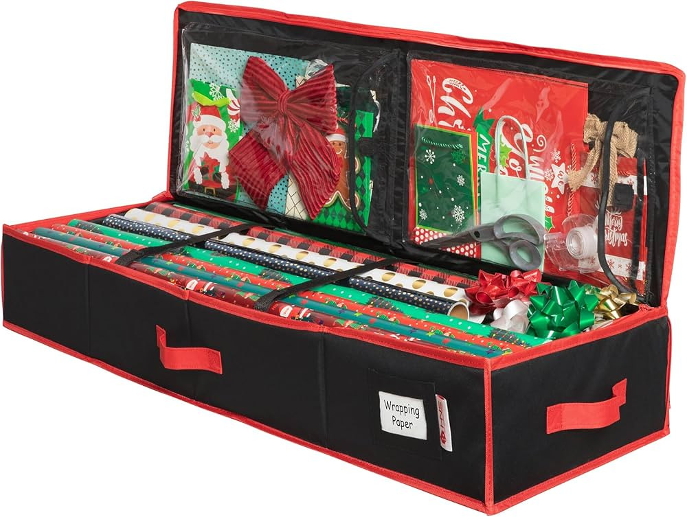 Wrapping Paper Storage Container – Fits up to 27 Rolls 1 3/8” Diam. - Underbed Gift Wrap Orga... | Amazon (US)