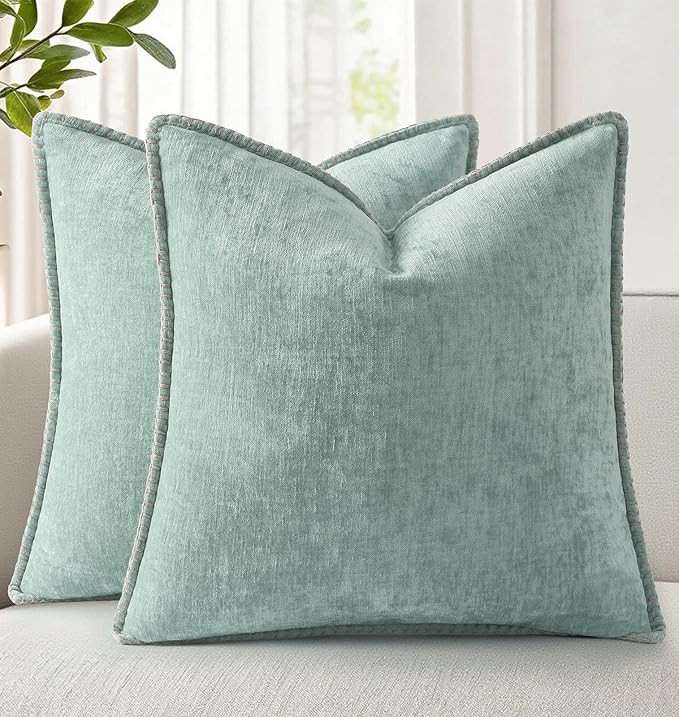 decorUhome Summer Chenille Soft Cozy Throw Pillow Covers 18x18 Set of 2, Modern Farmhouse Boho Ve... | Amazon (US)