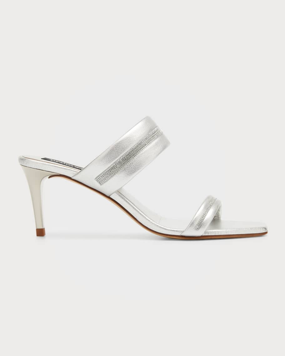 Ibbie Crystal Metallic Leather Sandals | Neiman Marcus