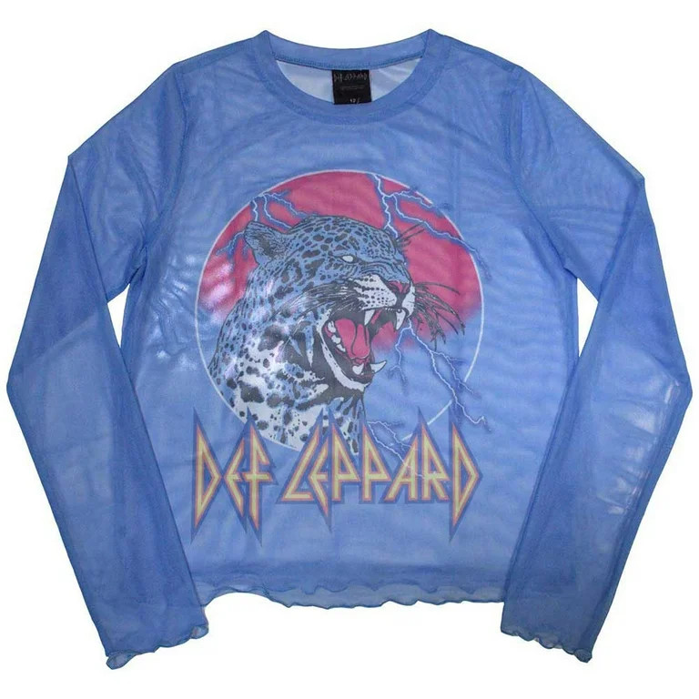 Def Leppard Women's Long Sleeve T-Shirt: Lightning Leopard (Mesh) (X-Small) - Walmart.com | Walmart (US)