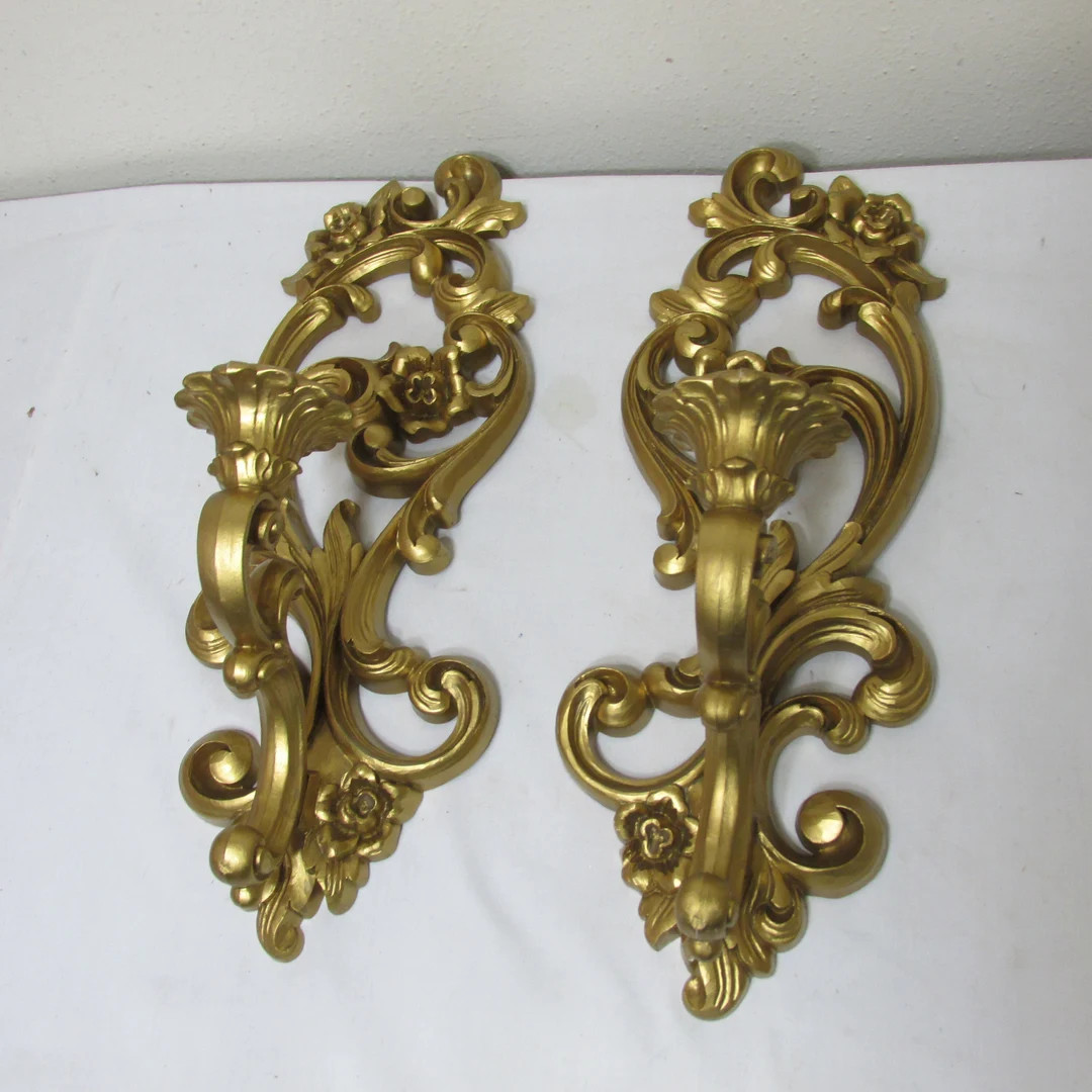 Candle Sconces Set of 2 Vintage 1971 Homco Wall Decor Original Color | Etsy (US)