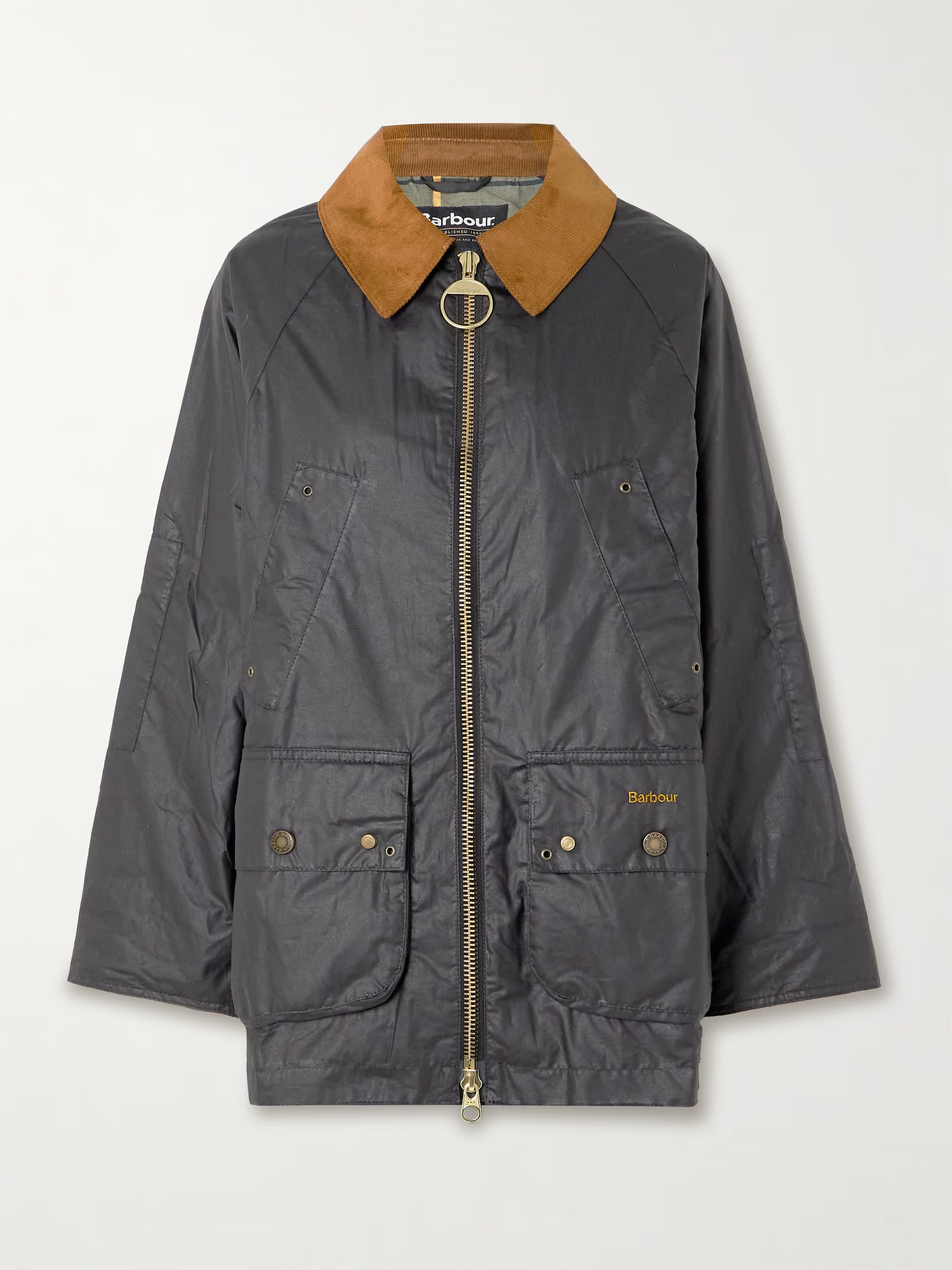 Raelynn corduroy-trimmed waxed-cotton jacket | NET-A-PORTER (US)