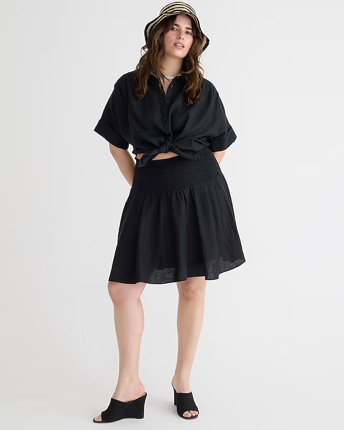 Smocked-waist linen mini skirt | J.Crew US
