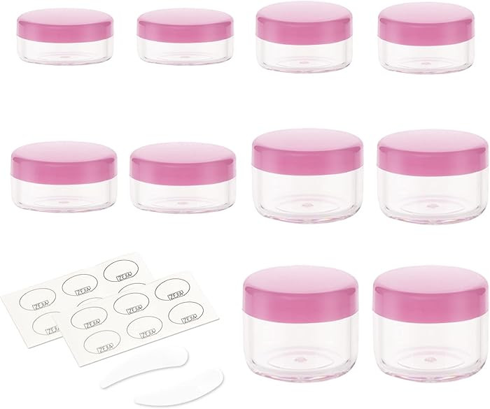 ZEJIA 10pcs Small Travel Containers, Pink Sample Containers with Screw Lids, 5 Size 3/5/10/15/20 ... | Amazon (US)