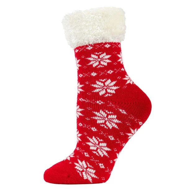 MeMoi Snowflake Fair Isle Plush Cabin Socks - Womens - Female - Walmart.com | Walmart (US)