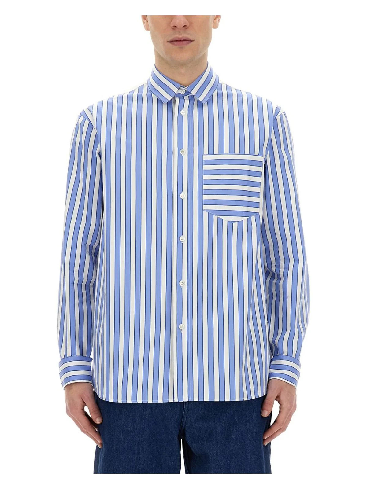 Jw Anderson Men's Striped Shirt in Blue | Size 46 | SH0295 | LOZURI