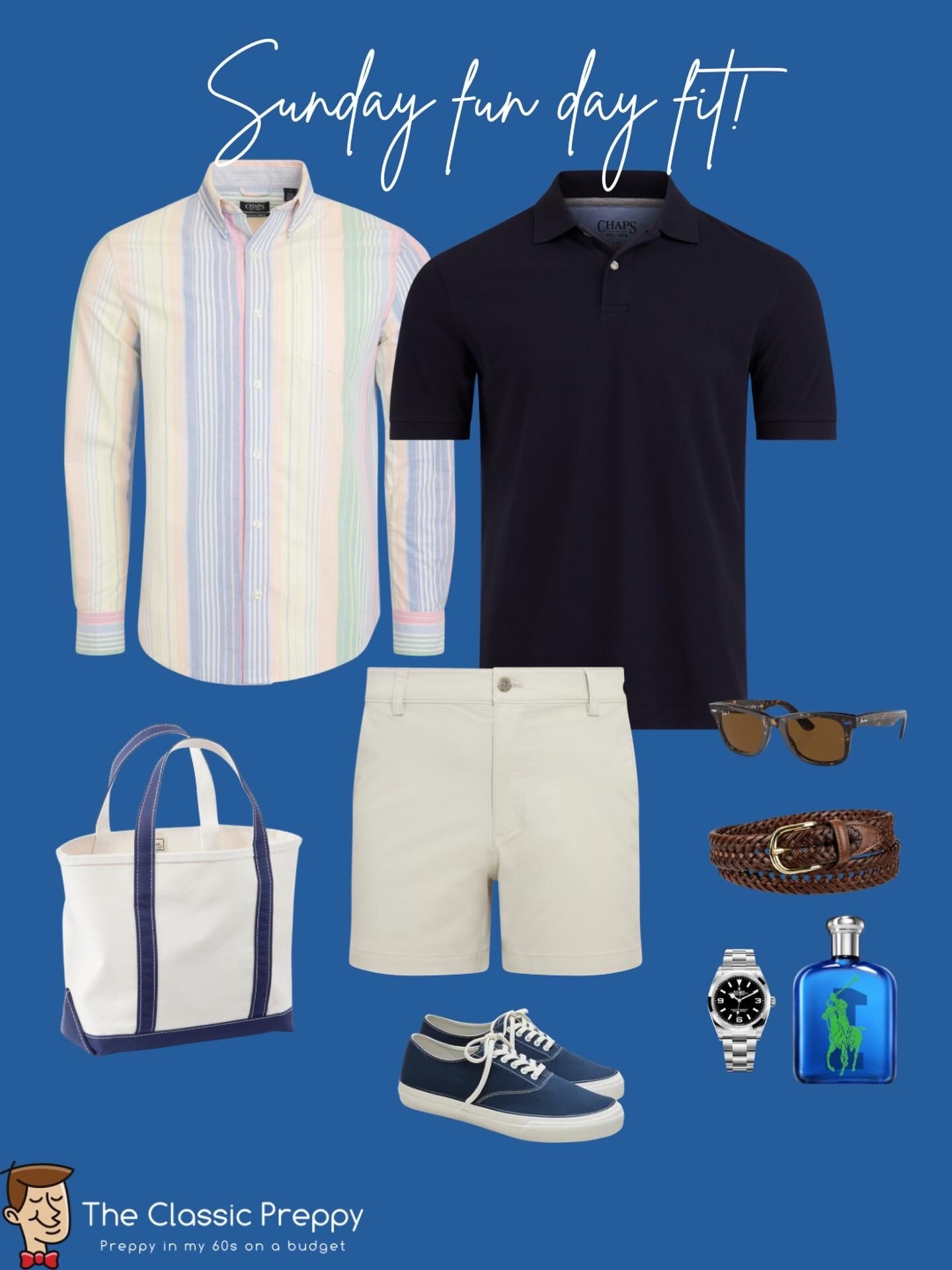 Sunday Funday Fit ☀️⚓️

Some Sundays call for keeping it simple.

This look is built entirely around a few classic @chaps essentials: a pastel striped button-down, a navy polo, stone shorts, and navy canvas sneakers.

One thing I’ve always appreciated about Chaps is that it delivers that classic American prep style without the designer price tag.

@chaps, available at WalMart!

Featured:
👕 Chaps Pastel Stripe Button-Down
👕 Chaps Navy Polo
🩳 Chaps Stone Shorts
👟 Navy Canvas Sneakers @sperry 
👜 Boat & Tote @llbean 
🕶️ Sunglasses @rayban 

Which shirt are you choosing—the striped button-down or the navy polo?

#TheClassicPreppy #ChapsStyle #PreppyStyle #Menswear #SundayStyle

#LTKOver40 #LTKgrwm #LTKootd
