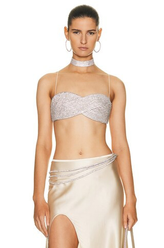 Nue Studio Eternity Bra Top in Crystal - Metallic Silver. Size XS (also in ). | FWRD 